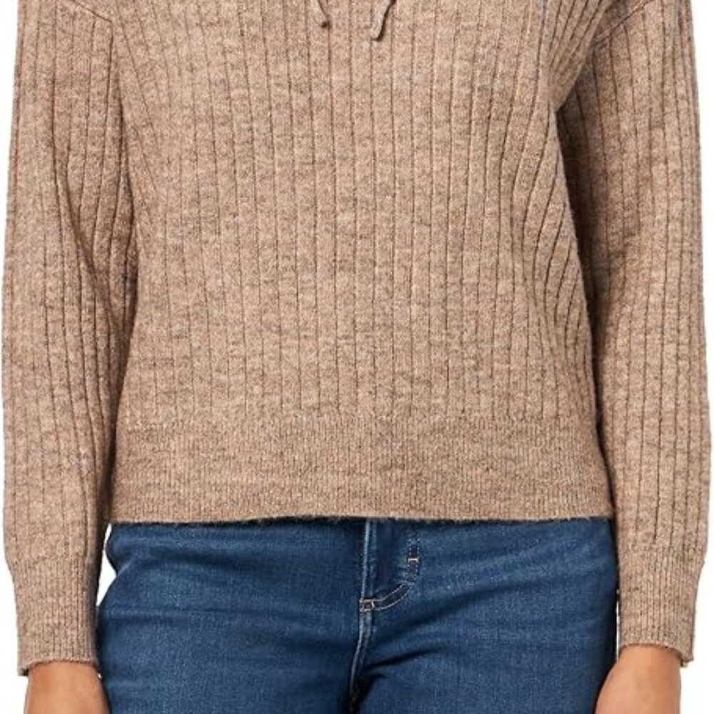 Lucky Brand Women's Ribbed Knit Hooded Sweater in Deep Taupe/NWT/XS - Picture 3 of 15
